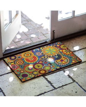 Çok Renkli Desenli Kauçuk Kapı Önü Paspası