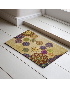 Etnik Desenli Kauçuk Kapı Önü Paspası