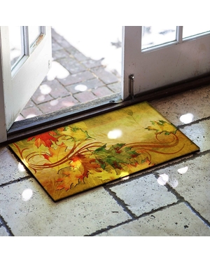 Yapraklar Desenli Kauçuk Kapı Önü Paspası