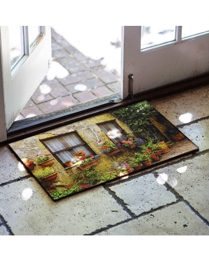 Eski Ev Baskılı Kauçuk Kapı Önü Paspası