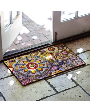 Etnik Desenli Kauçuk Kapı Önü Paspası