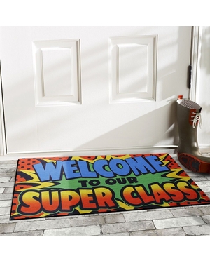 Süper Sınıfımıza Hoşgeldiniz Yazılı Kauçuk Kapı Önü Paspası