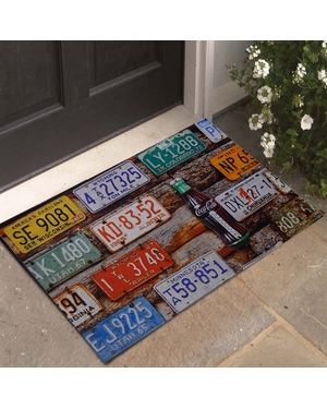 Coca Cola ve Plakalar Baskılı Kauçuk Kapı Önü Paspası 2 Adet