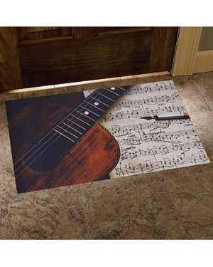 Gitar ve Notalar Desenli Kauçuk Kapı Önü Paspası 2 Adet