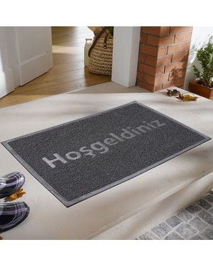 Hoşgeldiniz Baskılı Kıvırcık Kapı Önü Paspası