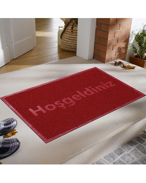 Hoşgeldiniz Baskılı Kıvırcık Kapı Önü Paspası