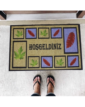 Hoşgeldiniz Yazılı Desenli  Kauçuk Kapı Önü Paspası