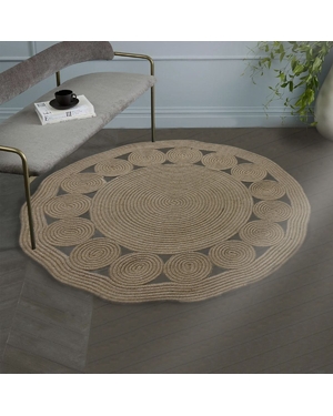 Doğal Jüt Etnik Oval El Örgüsü Halı Paspas