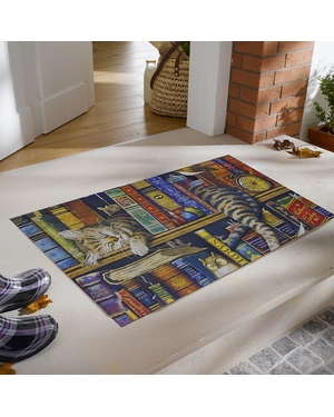 Kedi Baskılı Kauçuk Kapı Önü Paspası