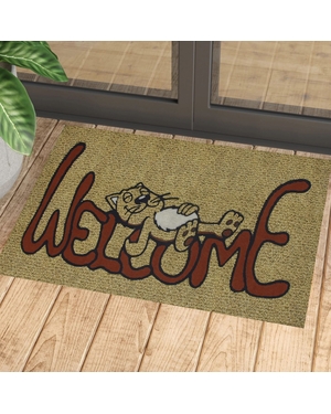 Kedi Desenli Kauçuk Kapı Önü Paspası