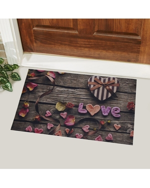 Love Yazılı Kauçuk Kapı Önü Paspası
