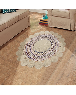 Doğal Jüt Etnik Oval El Örgüsü Halı Paspas