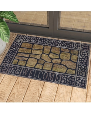 Taşlı Welcome Kauçuk Kapı Önü Paspası 
