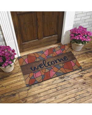 Welcome Yazılı Mozaik Desenli Kauçuk Kapı Önü Paspası 